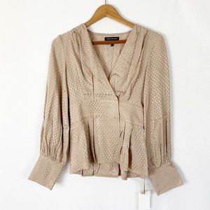 Something Navy Beige Textured Blouse